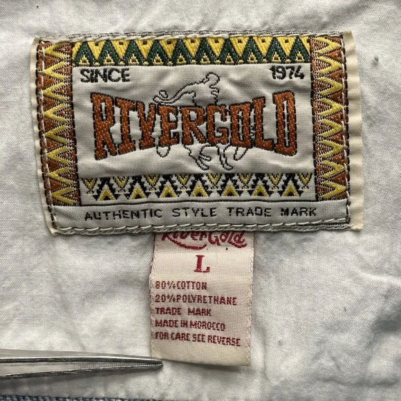 Vintage RiverGold Trucker Jean Vest Men Large Denim Western Americana Cowboy 90s